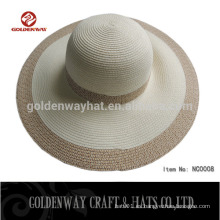Sólidos sombreros de paja de paja de papel sombrero de tamaño estándar sombreros de disquete mujer sombreros de sol de playa gran borde